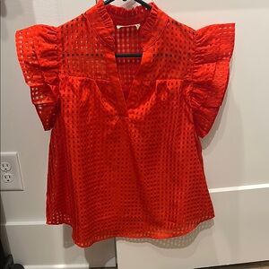 Red Ruffled Women's Top